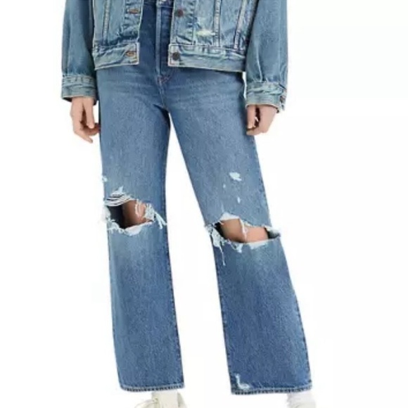 LEVI’S Ribcage Straight Ankle Button Fly Distressed Jeans - Picture 9 of 9
